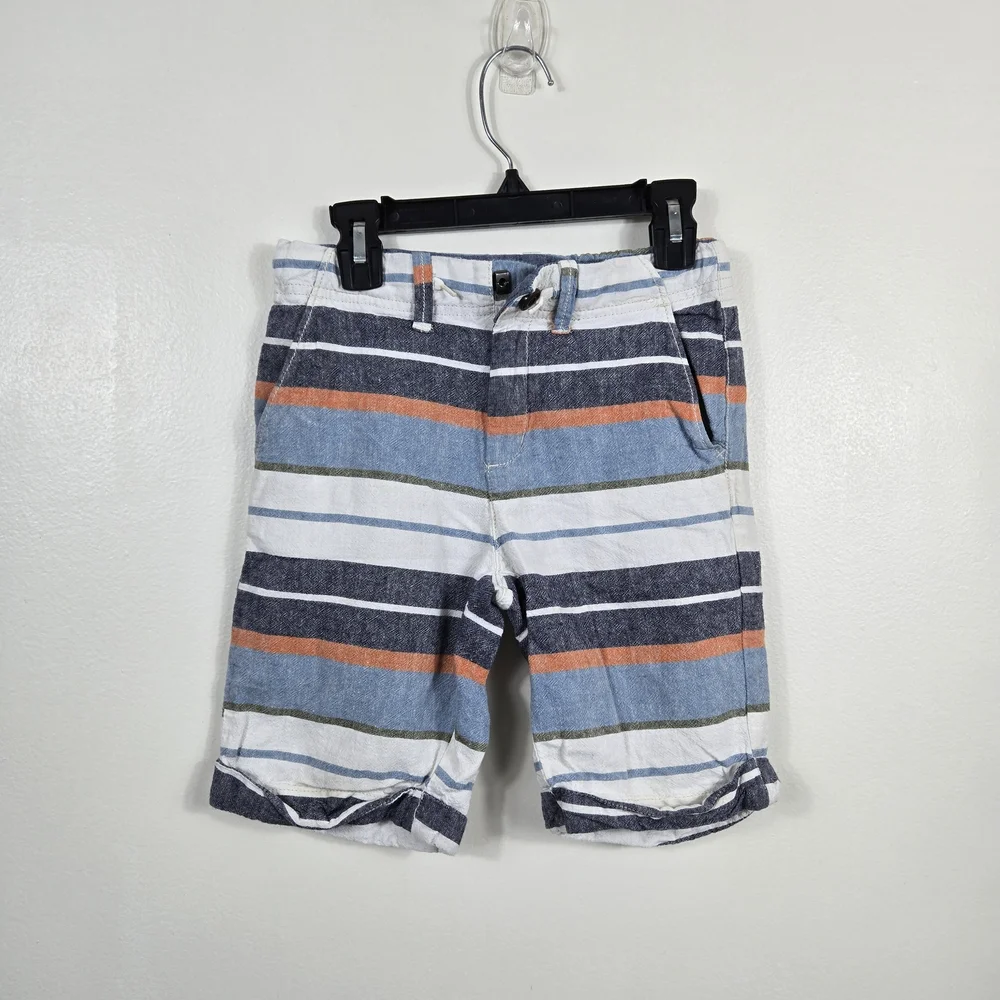 Gymboree Boys Navy White Striped Nautical‎ Bermuda Weathered Preppy Shorts 7